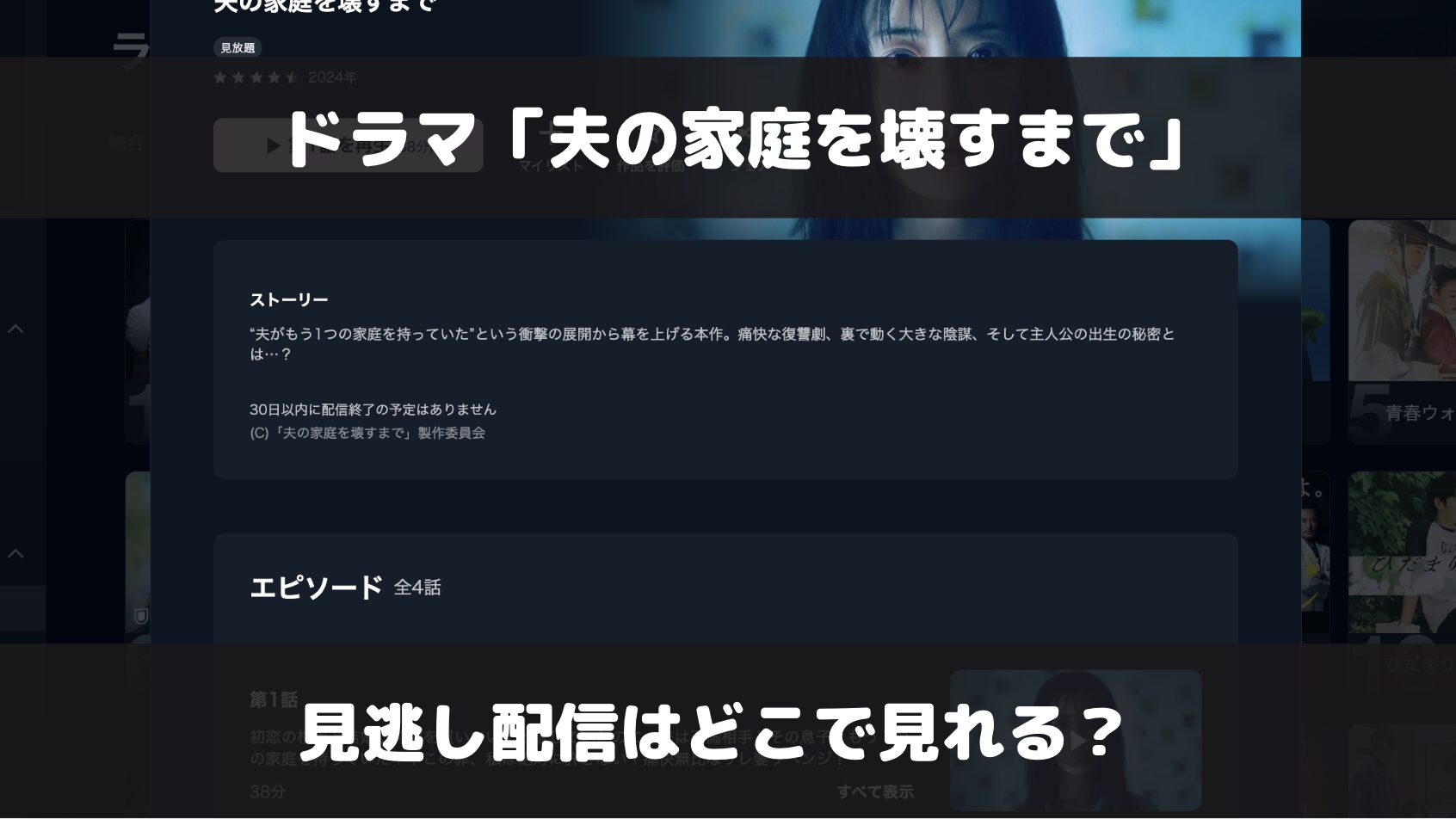 夫の家庭を壊すまでの見逃し配信はNetflix等どこのサブスクで見れる？